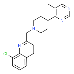 ChemSpider 2D Image | 8-Chloro-2-{[4-(5-methyl-4-pyrimidinyl)-1-piperidinyl]methyl}quinoline | C20H21ClN4