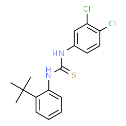ChemSpider 2D Image | 1-(3,4-Dichlorophenyl)-3-[2-(2-methyl-2-propanyl)phenyl]thiourea | C17H18Cl2N2S