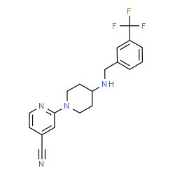 ChemSpider 2D Image | 2-(4-{[3-(Trifluoromethyl)benzyl]amino}-1-piperidinyl)isonicotinonitrile | C19H19F3N4