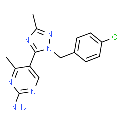 ChemSpider 2D Image | 5-[1-(4-Chlorobenzyl)-3-methyl-1H-1,2,4-triazol-5-yl]-4-methyl-2-pyrimidinamine | C15H15ClN6