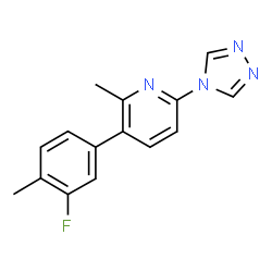 ChemSpider 2D Image | 3-(3-Fluoro-4-methylphenyl)-2-methyl-6-(4H-1,2,4-triazol-4-yl)pyridine | C15H13FN4