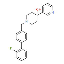 ChemSpider 2D Image | 1-[(2'-Fluoro-4-biphenylyl)methyl]-4-(3-pyridinyl)-4-piperidinol | C23H23FN2O