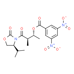 ChemSpider 2D Image | (2R,3R)-4-[(4S)-4-Isopropyl-2-oxo-1,3-oxazolidin-3-yl]-3-methyl-4-oxo-2-butanyl 3,5-dinitrobenzoate | C18H21N3O9