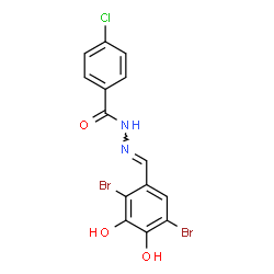 ChemSpider 2D Image | 4-Chloro-N'-[(E)-(2,5-dibromo-3,4-dihydroxyphenyl)methylene]benzohydrazide | C14H9Br2ClN2O3