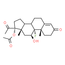 ChemSpider 2D Image | (8xi,11beta,14xi)-9-Fluoro-11-hydroxy-3,20-dioxopregn-4-en-17-yl acetate | C23H31FO5