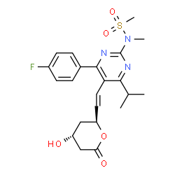 ChemSpider 2D Image | N-[4-(4-Fluorophenyl)-5-{2-[(2S,4R)-4-hydroxy-6-oxotetrahydro-2H-pyran-2-yl]vinyl}-6-isopropyl-2-pyrimidinyl]-N-methylmethanesulfonamide | C22H26FN3O5S