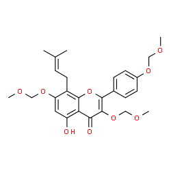 ChemSpider 2D Image | 5-Hydroxy-3,7-bis(methoxymethoxy)-2-[4-(methoxymethoxy)phenyl]-8-(3-methyl-2-buten-1-yl)-4H-chromen-4-one | C26H30O9
