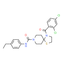 ChemSpider 2D Image | 4-(2,4-Dichlorobenzoyl)-N-(4-ethylphenyl)-1-thia-4,8-diazaspiro[4.5]decane-8-carboxamide | C23H25Cl2N3O2S