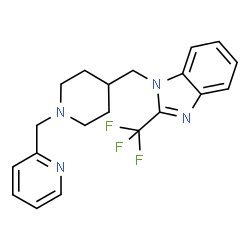 ChemSpider 2D Image | 1-{[1-(2-Pyridinylmethyl)-4-piperidinyl]methyl}-2-(trifluoromethyl)-1H-benzimidazole | C20H21F3N4