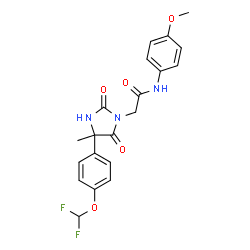 ChemSpider 2D Image | 2-{4-[4-(Difluoromethoxy)phenyl]-4-methyl-2,5-dioxo-1-imidazolidinyl}-N-(4-methoxyphenyl)acetamide | C20H19F2N3O5