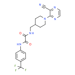 ChemSpider 2D Image | N-{[1-(3-Cyano-2-pyrazinyl)-4-piperidinyl]methyl}-N'-[4-(trifluoromethyl)phenyl]ethanediamide | C20H19F3N6O2