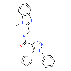 ChemSpider 2D Image | N-[(1-Methyl-1H-benzimidazol-2-yl)methyl]-1-phenyl-5-(1H-pyrrol-1-yl)-1H-1,2,3-triazole-4-carboxamide | C22H19N7O