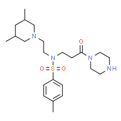 ChemSpider 2D Image | N-[2-(3,5-Dimethyl-1-piperidinyl)ethyl]-4-methyl-N-[3-oxo-3-(1-piperazinyl)propyl]benzenesulfonamide | C23H38N4O3S