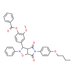 ChemSpider 2D Image | 4-[5-(4-Butoxyphenyl)-4,6-dioxo-2-phenylhexahydro-2H-pyrrolo[3,4-d][1,2]oxazol-3-yl]-2-methoxyphenyl benzoate | C35H32N2O7