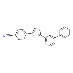 ChemSpider 2D Image | 4-[2-(4-Phenyl-2-pyridinyl)-1,3-thiazol-4-yl]benzonitrile | C21H13N3S