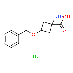 ChemSpider 2D Image | 1-Amino-3-(benzyloxy)cyclobutanecarboxylic acid hydrochloride (1:1) | C12H16ClNO3