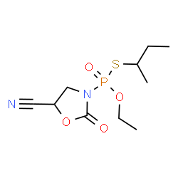 ChemSpider 2D Image | S-sec-Butyl O-ethyl (5-cyano-2-oxo-1,3-oxazolidin-3-yl)phosphonothioate | C10H17N2O4PS