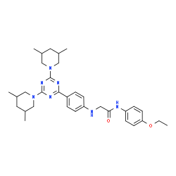 ChemSpider 2D Image | N~2~-{4-[4,6-Bis(3,5-dimethyl-1-piperidinyl)-1,3,5-triazin-2-yl]phenyl}-N-(4-ethoxyphenyl)glycinamide | C33H45N7O2