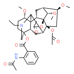 ChemSpider 2D Image | (1alpha,7beta,14alpha,16beta)-8,9-Diacetoxy-20-ethyl-1,14,16-trimethoxyaconitan-4-yl 2-acetamidobenzoate | C36H48N2O10