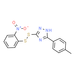 ChemSpider 2D Image | 3-(4-Methylphenyl)-5-[(2-nitrophenyl)disulfanyl]-1H-1,2,4-triazole | C15H12N4O2S2