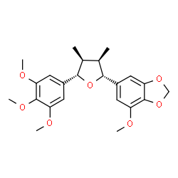 ChemSpider 2D Image | 6-[(2R,3R,4S,5S)-3,4-Dimethyl-5-(3,4,5-trimethoxyphenyl)tetrahydro-2-furanyl]-4-methoxy-1,3-benzodioxole | C23H28O7