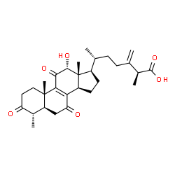ChemSpider 2D Image | (4alpha,5alpha,12alpha,25S)-12-Hydroxy-4-methyl-3,7,11-trioxoergosta-8,24(28)-dien-26-oic acid | C29H40O6