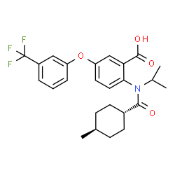ChemSpider 2D Image | 2-{Isopropyl[(trans-4-methylcyclohexyl)carbonyl]amino}-5-[3-(trifluoromethyl)phenoxy]benzoic acid | C25H28F3NO4