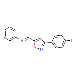 ChemSpider 2D Image | (E)-1-[3-(4-Fluorophenyl)-1,2-oxazol-5-yl]-N-phenylmethanimine | C16H11FN2O
