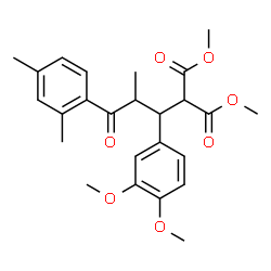 ChemSpider 2D Image | Dimethyl [1-(3,4-dimethoxyphenyl)-3-(2,4-dimethylphenyl)-2-methyl-3-oxopropyl]malonate | C25H30O7