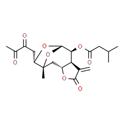 ChemSpider 2D Image | (1R,3R,7S,8S,9S,11S)-11-(2,3-Dioxobutyl)-1-methyl-6-methylene-5-oxo-4,10,12-trioxatricyclo[7.2.1.0~3,7~]dodec-8-yl 3-methylbutanoate | C20H26O8