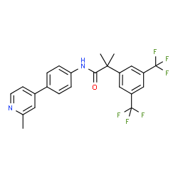 ChemSpider 2D Image | 2-[3,5-Bis(trifluoromethyl)phenyl]-2-methyl-N-[4-(2-methyl-4-pyridinyl)phenyl]propanamide | C24H20F6N2O