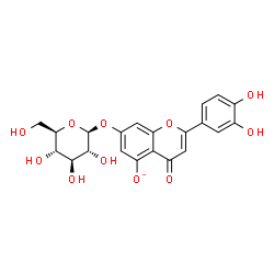 ChemSpider 2D Image | 2-(3,4-Dihydroxyphenyl)-7-(beta-D-glucopyranosyloxy)-4-oxo-4H-chromen-5-olate | C21H19O11
