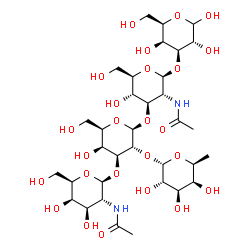 ChemSpider 2D Image | alpha-L-Fucp-(1->2)-[beta-D-GalpNAc-(1->3)]-beta-D-Galp-(1->3)-beta-D-GlcpNAc-(1->3)-D-Galp | C34H58N2O25
