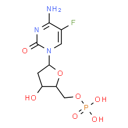 ChemSpider 2D Image | 4-Amino-1-(2-deoxy-5-O-phosphonopentofuranosyl)-5-fluoro-2(1H)-pyrimidinone | C9H13FN3O7P