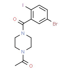 ChemSpider 2D Image | 1-[4-(5-Bromo-2-iodobenzoyl)-1-piperazinyl]ethanone | C13H14BrIN2O2