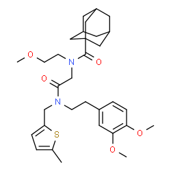 ChemSpider 2D Image | N-(2-{[2-(3,4-Dimethoxyphenyl)ethyl][(5-methyl-2-thienyl)methyl]amino}-2-oxoethyl)-N-(2-methoxyethyl)-1-adamantanecarboxamide | C32H44N2O5S