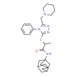 ChemSpider 2D Image | N-(Adamantan-1-yl)-2-{[4-phenyl-5-(1-piperidinylmethyl)-4H-1,2,4-triazol-3-yl]sulfanyl}propanamide | C27H37N5OS