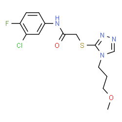 ChemSpider 2D Image | N-(3-Chloro-4-fluorophenyl)-2-{[4-(3-methoxypropyl)-4H-1,2,4-triazol-3-yl]sulfanyl}acetamide | C14H16ClFN4O2S