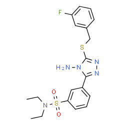 ChemSpider 2D Image | 3-{4-Amino-5-[(3-fluorobenzyl)sulfanyl]-4H-1,2,4-triazol-3-yl}-N,N-diethylbenzenesulfonamide | C19H22FN5O2S2