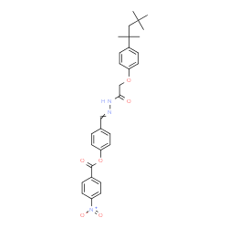 ChemSpider 2D Image | 4-[({[4-(2,4,4-Trimethyl-2-pentanyl)phenoxy]acetyl}hydrazono)methyl]phenyl 4-nitrobenzoate | C30H33N3O6