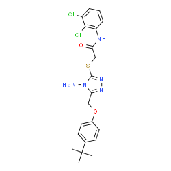 ChemSpider 2D Image | 2-[(4-Amino-5-{[4-(2-methyl-2-propanyl)phenoxy]methyl}-4H-1,2,4-triazol-3-yl)sulfanyl]-N-(2,3-dichlorophenyl)acetamide | C21H23Cl2N5O2S