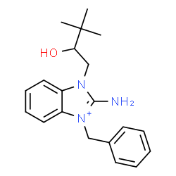 ChemSpider 2D Image | 2-Amino-3-benzyl-1-(2-hydroxy-3,3-dimethylbutyl)-1H-3,1-benzimidazol-3-ium | C20H26N3O