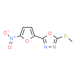 ChemSpider 2D Image | 2-(Methylsulfanyl)-5-(5-nitro-2-furyl)-1,3,4-oxadiazole | C7H5N3O4S