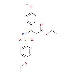 ChemSpider 2D Image | Ethyl 3-{[(4-ethoxyphenyl)sulfonyl]amino}-3-(4-methoxyphenyl)propanoate | C20H25NO6S