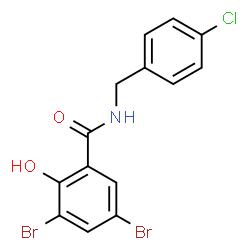 ChemSpider 2D Image | 3,5-Dibromo-N-(4-chlorobenzyl)-2-hydroxybenzamide | C14H10Br2ClNO2