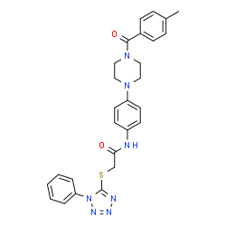ChemSpider 2D Image | N-{4-[4-(4-Methylbenzoyl)-1-piperazinyl]phenyl}-2-[(1-phenyl-1H-tetrazol-5-yl)sulfanyl]acetamide | C27H27N7O2S