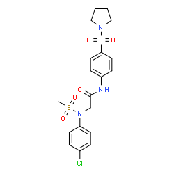 ChemSpider 2D Image | N~2~-(4-Chlorophenyl)-N~2~-(methylsulfonyl)-N-[4-(1-pyrrolidinylsulfonyl)phenyl]glycinamide | C19H22ClN3O5S2