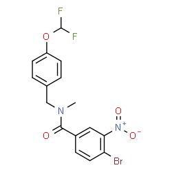 ChemSpider 2D Image | 4-Bromo-N-[4-(difluoromethoxy)benzyl]-N-methyl-3-nitrobenzamide | C16H13BrF2N2O4