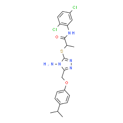 ChemSpider 2D Image | 2-({4-Amino-5-[(4-isopropylphenoxy)methyl]-4H-1,2,4-triazol-3-yl}sulfanyl)-N-(2,5-dichlorophenyl)propanamide | C21H23Cl2N5O2S
