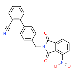 ChemSpider 2D Image | 4'-[(4-Nitro-1,3-dioxo-1,3-dihydro-2H-isoindol-2-yl)methyl]-2-biphenylcarbonitrile | C22H13N3O4